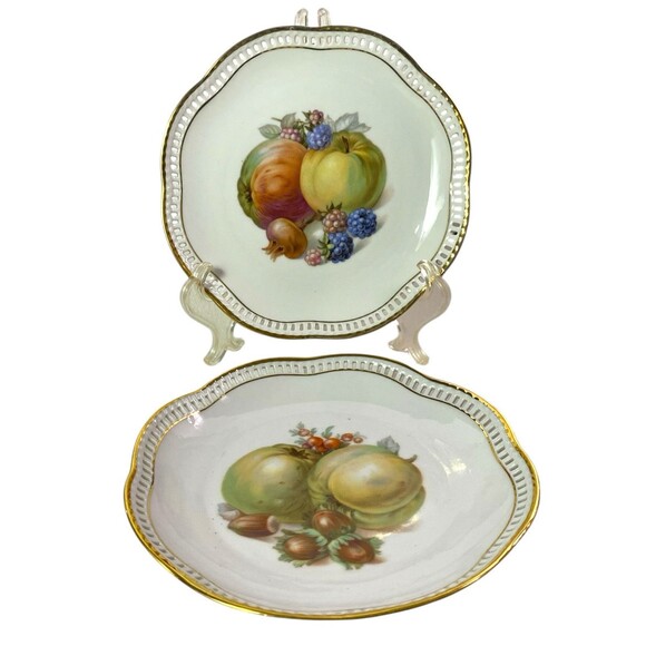 2 Schumann Arzberg Germany Dessert Plate Reticulated Scalloped Edge Gold Trim 7" - Picture 2 of 12